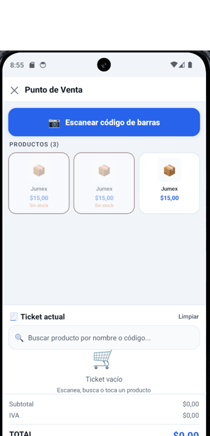Punto de venta cobrando un ticket